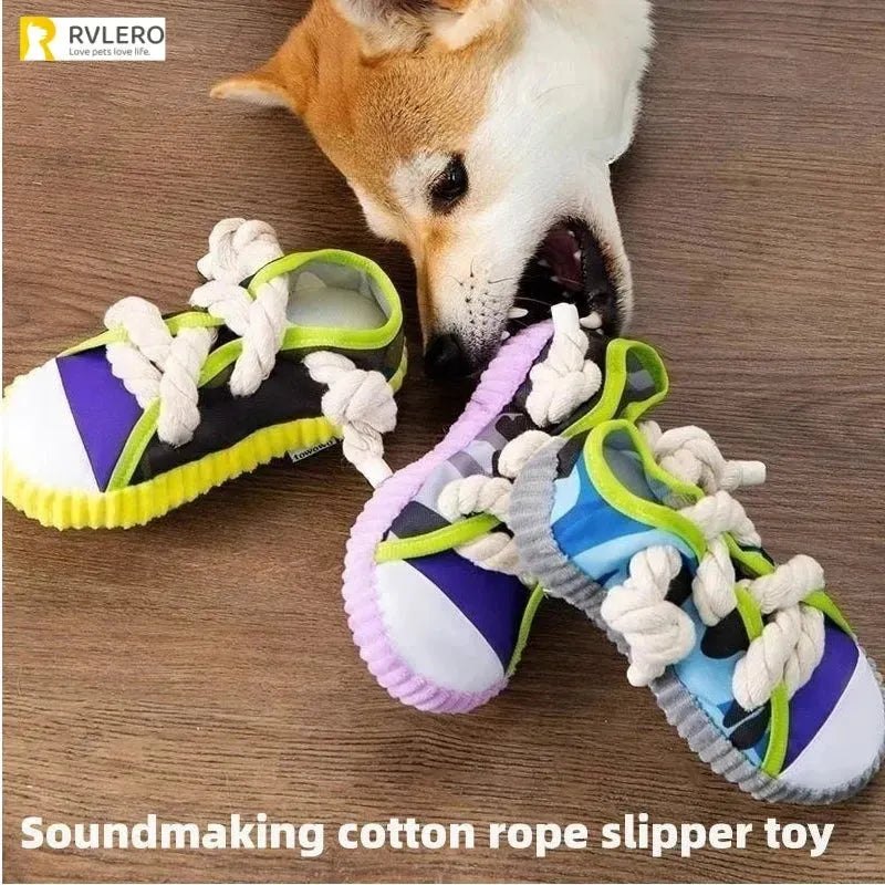 Dog Toys Pet Cotton Rope Slippers Sound Making Toys Dog Teeth Grinding Cleaning Teeth Built-in BB Airbag Round Ball Bell Various