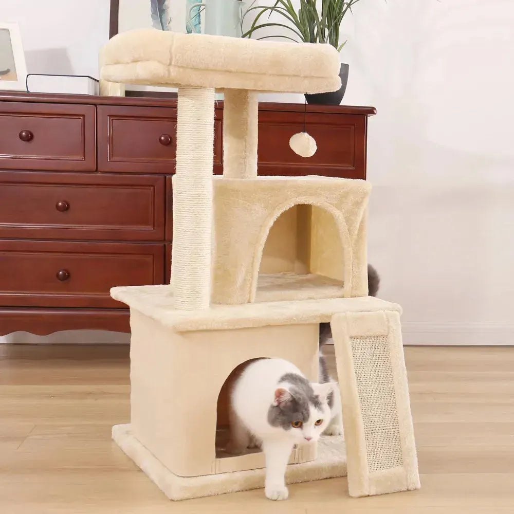 Cat Tree Cat Tower with Scratching Posts and Plush Condo Cat Furniture for Small Spaces Multi-Level Stand House Activity Tower