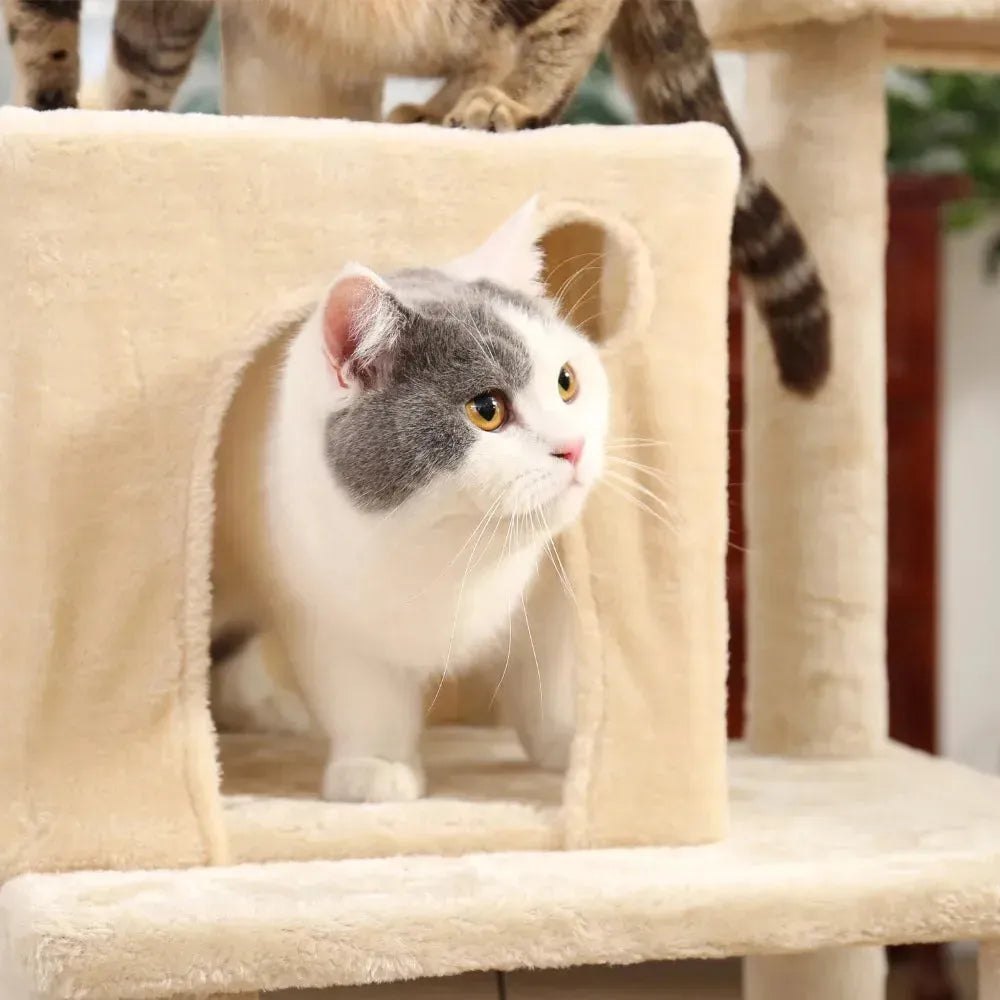 Cat Tree Cat Tower with Scratching Posts and Plush Condo Cat Furniture for Small Spaces Multi-Level Stand House Activity Tower