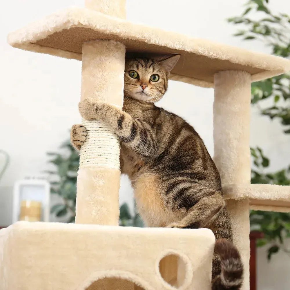 Cat Tree Cat Tower with Scratching Posts and Plush Condo Cat Furniture for Small Spaces Multi-Level Stand House Activity Tower