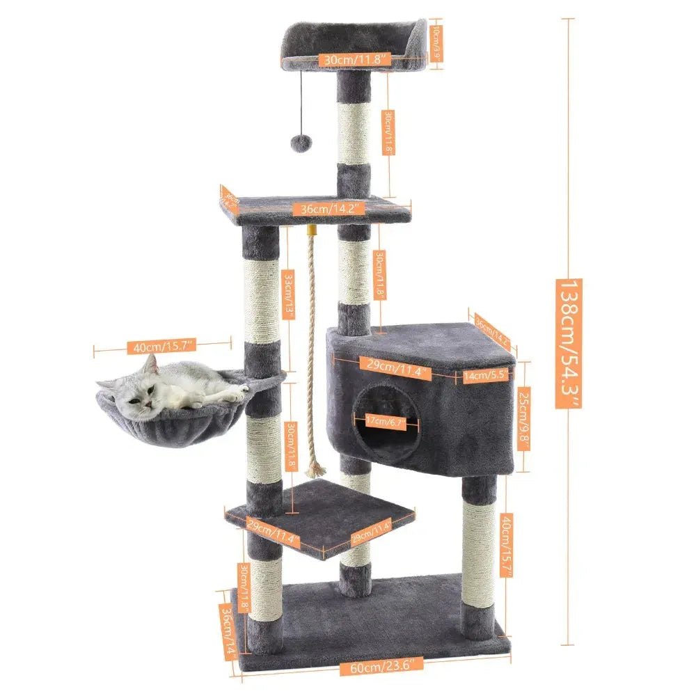 Cat Tree Cat Tower with Scratching Posts and Plush Condo Cat Furniture for Small Spaces Multi-Level Stand House Activity Tower