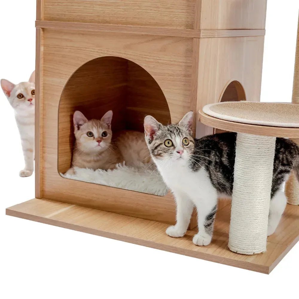 Cat Tree Cat Tower with Scratching Posts and Plush Condo Cat Furniture for Small Spaces Multi-Level Stand House Activity Tower