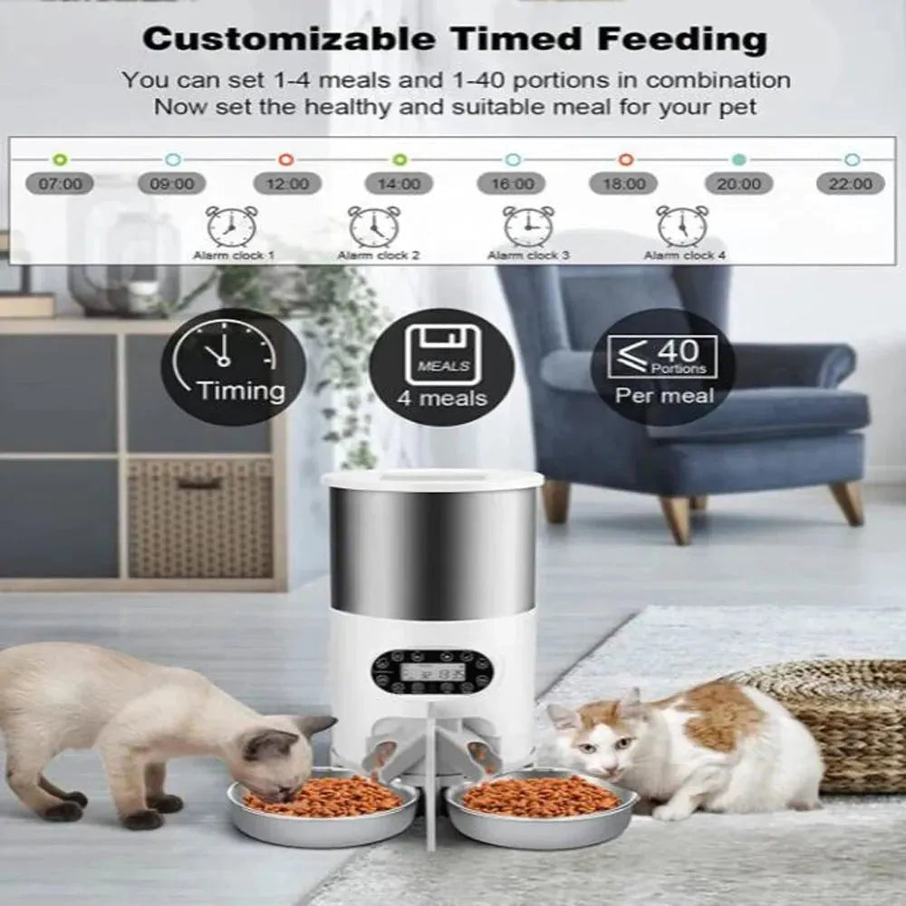 Smart APP Pet Feeder Cat And Dog Food Automatic Dispenser Stainless Steel Bowl Cats And Dogs With Recording Timing Feeding