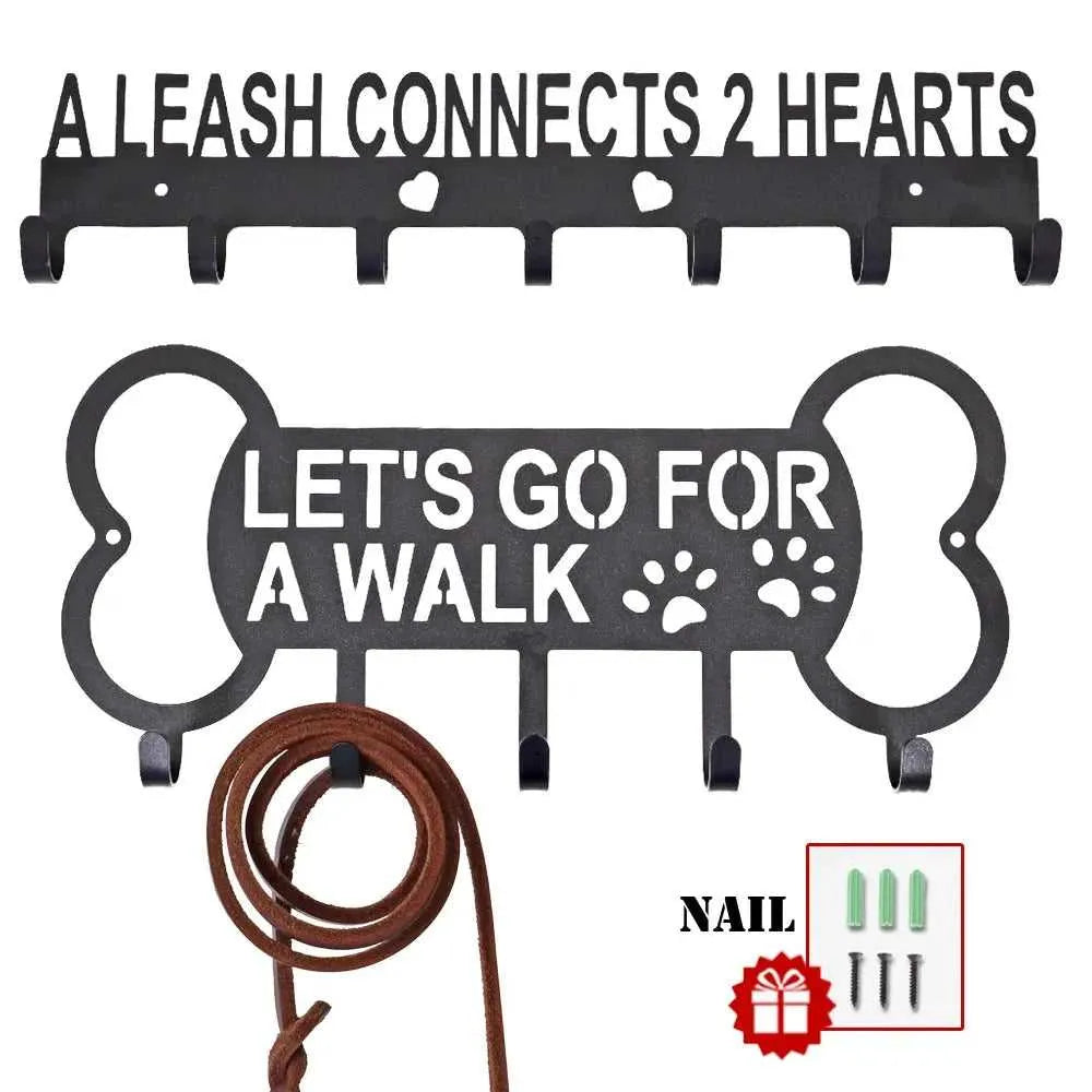 Metal Pet Dog Leash Hanger Hook Dog Leash Wall Rack Holder with Free Nail Hang on Leather Nylon Leash Key Pet Accessories