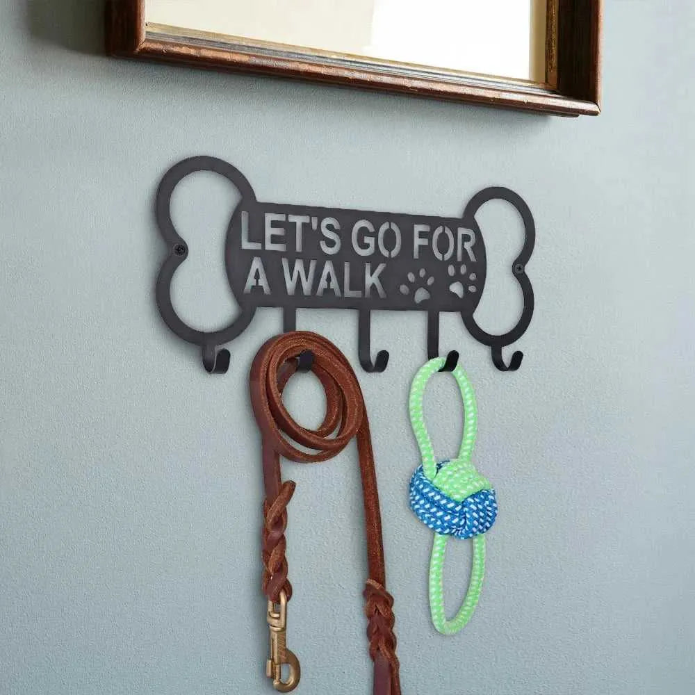 Metal Pet Dog Leash Hanger Hook Dog Leash Wall Rack Holder with Free Nail Hang on Leather Nylon Leash Key Pet Accessories