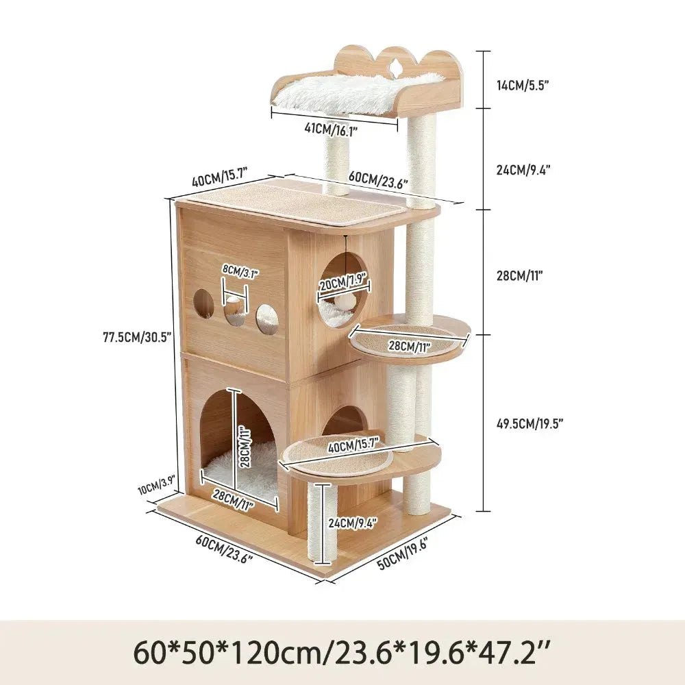 Cat Tree Cat Tower with Scratching Posts and Plush Condo Cat Furniture for Small Spaces Multi-Level Stand House Activity Tower