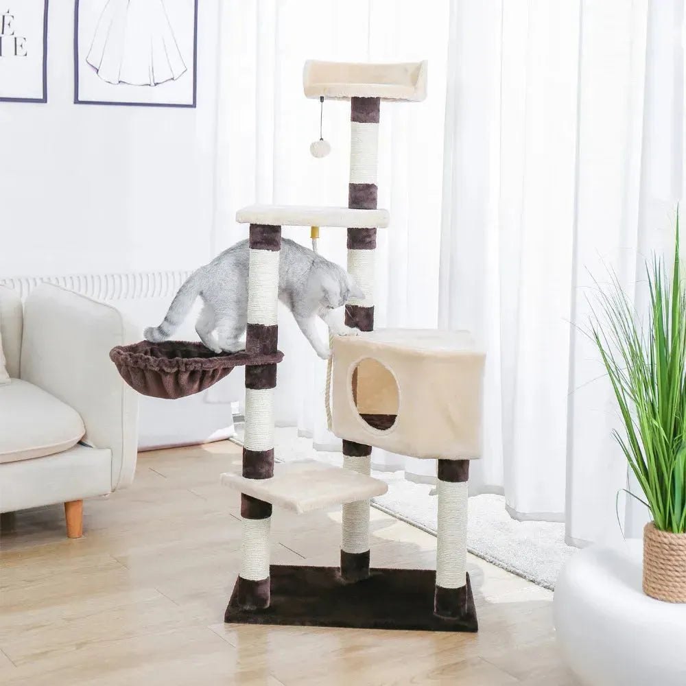 Cat Tree Cat Tower with Scratching Posts and Plush Condo Cat Furniture for Small Spaces Multi-Level Stand House Activity Tower