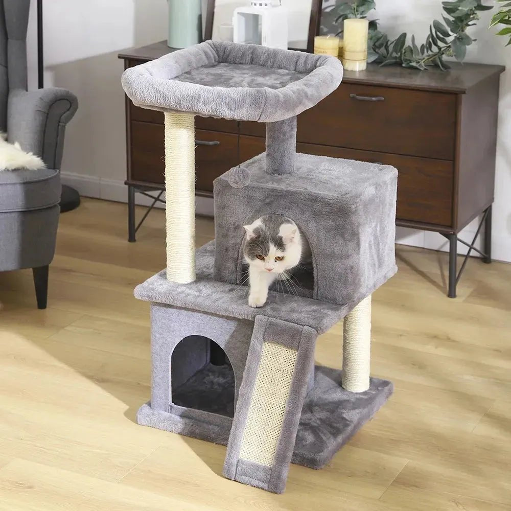 Cat Tree Cat Tower with Scratching Posts and Plush Condo Cat Furniture for Small Spaces Multi-Level Stand House Activity Tower