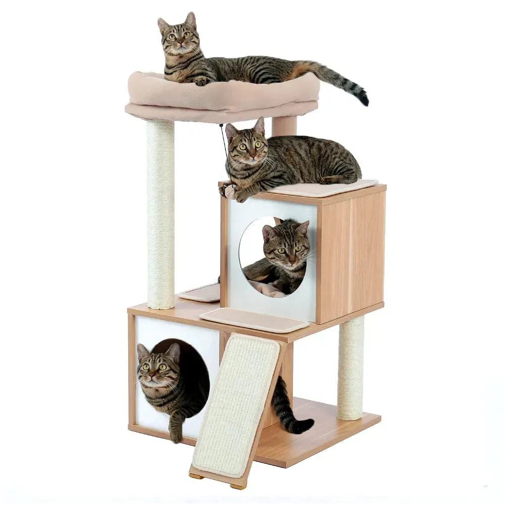 Cat Tree Cat Tower with Scratching Posts and Plush Condo Cat Furniture for Small Spaces Multi-Level Stand House Activity Tower