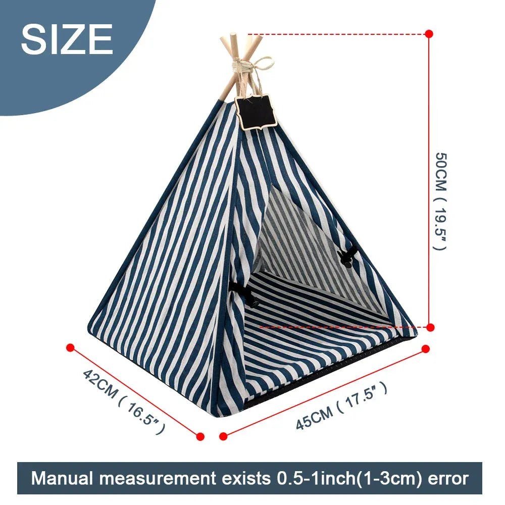 Pet Tent House Cat Bed Portable Teepee Thick Cushion Available for Dog Puppy Outdoor Indoor Portable Linen Pet Dog Tent Supplies