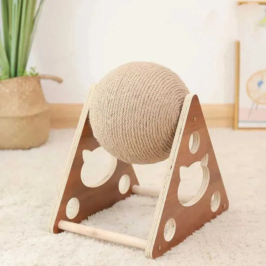 Cat Toy Scratcher Ball Scratch For Cats Wooden Cat Toy Interactive Toy For Cat Sisal Rope Ball Scratch Toy Kitten Pet Supplies