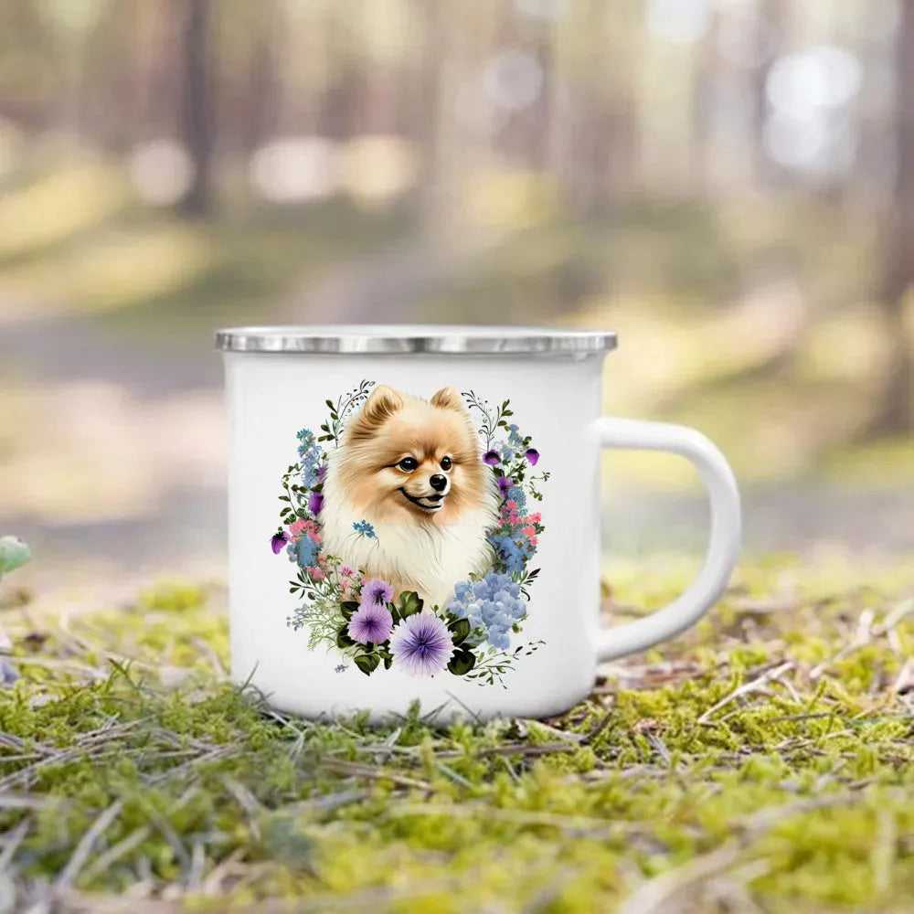 Dachshund Bulldog Border Colliegolden Retriever Printed Enamel Mug Creative Coffee Cup Camping Handle Mug Gifts for Dog Lovers