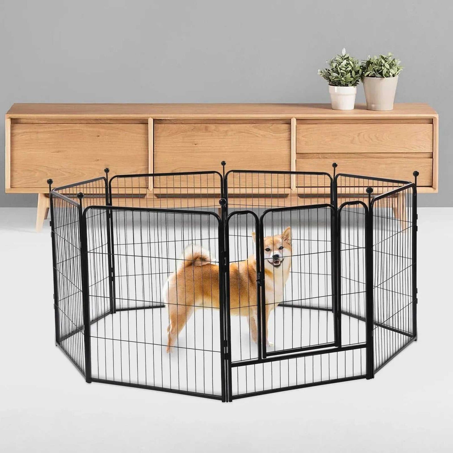 Dog Playpen Outdoor Panels Dog Pen Dog Fence Exercise Playpen with Doors for Medium/Small Dogs, Pet Puppy Playpen for RV Camping