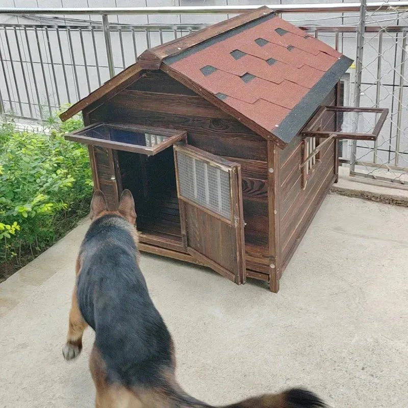 Home Solid Wood Dog Houses Outdoor Rainproof Pet Kennel Indoor Winter Warm Dog House Large Dog Waterproof Four Seasons Universal