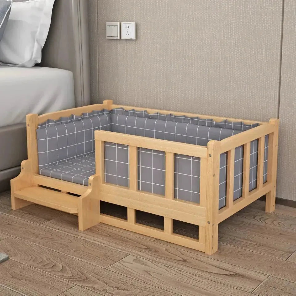 Solid Wood Dog Cat Kennel Smooth Polished Teddy Dogs Kennel Luxury Durable Eco-Friendly Large Wooden Pet House Wooden Puppy Bed