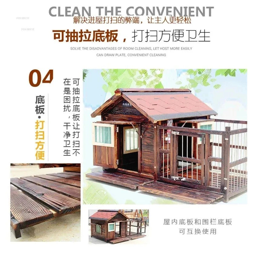 Outdoor Waterproof Kennel Four Seasons Universal Solid Wood Dog Houses Indoor Dog Cage Large Dog House Winter Warm House for Dog