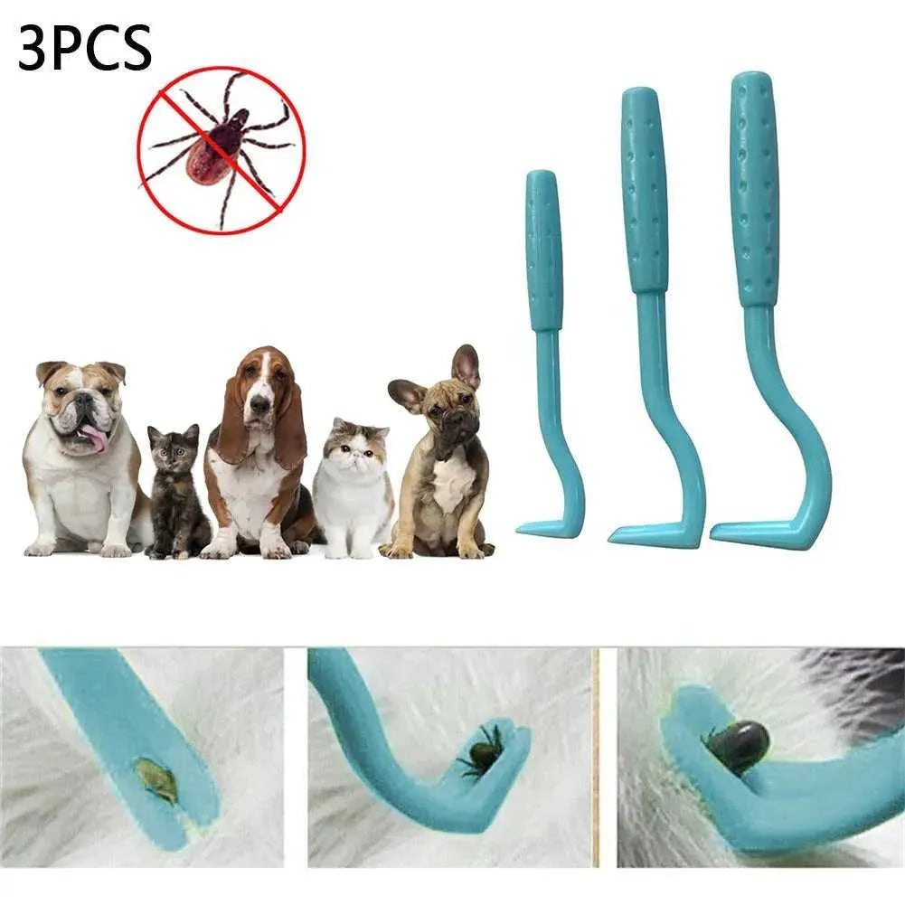 3 Pcs Tick Remover Hook Flea Remover Tweezer Tick Pull Pet Cat Dog Accessaries Ticks Removal Tools Flea Extractor Pet Supplies