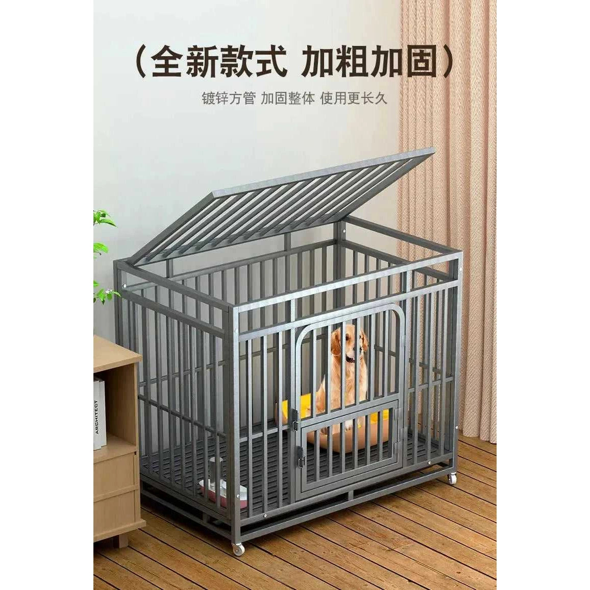 Large Dog Cages with Thickened All Square Tubes Indoor Pet Cages with Toilets Iron Cages Dog Nests