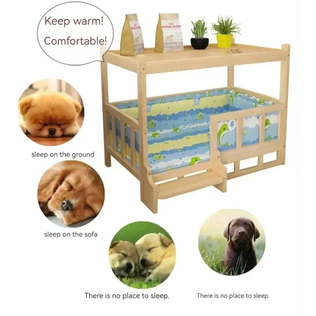 Solid Wood Dog Cat Kennel Smooth Polished Teddy Dogs Kennel Luxury Durable Eco-Friendly Large Wooden Pet House Wooden Puppy Bed