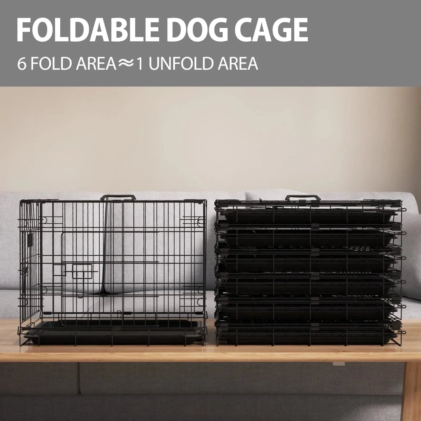 Dog Crates Pets Dog Puppy Crate Pet Metal Folding Cage Dog Travel Crate for Car with Removable Plastic Tray and Carry Handle