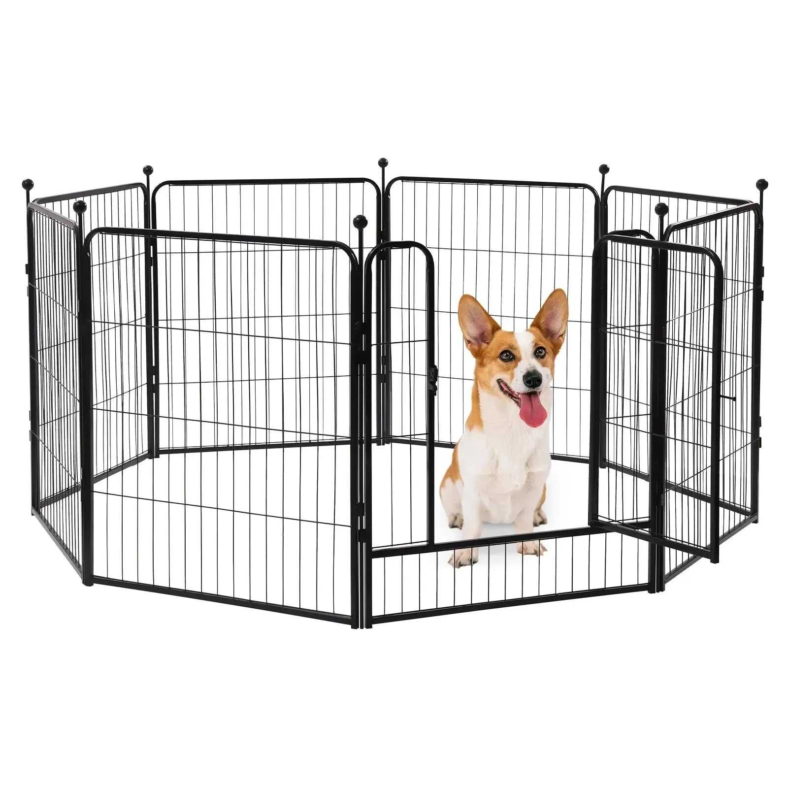 Dog Playpen Outdoor Panels Dog Pen Dog Fence Exercise Playpen with Doors for Medium/Small Dogs, Pet Puppy Playpen for RV Camping