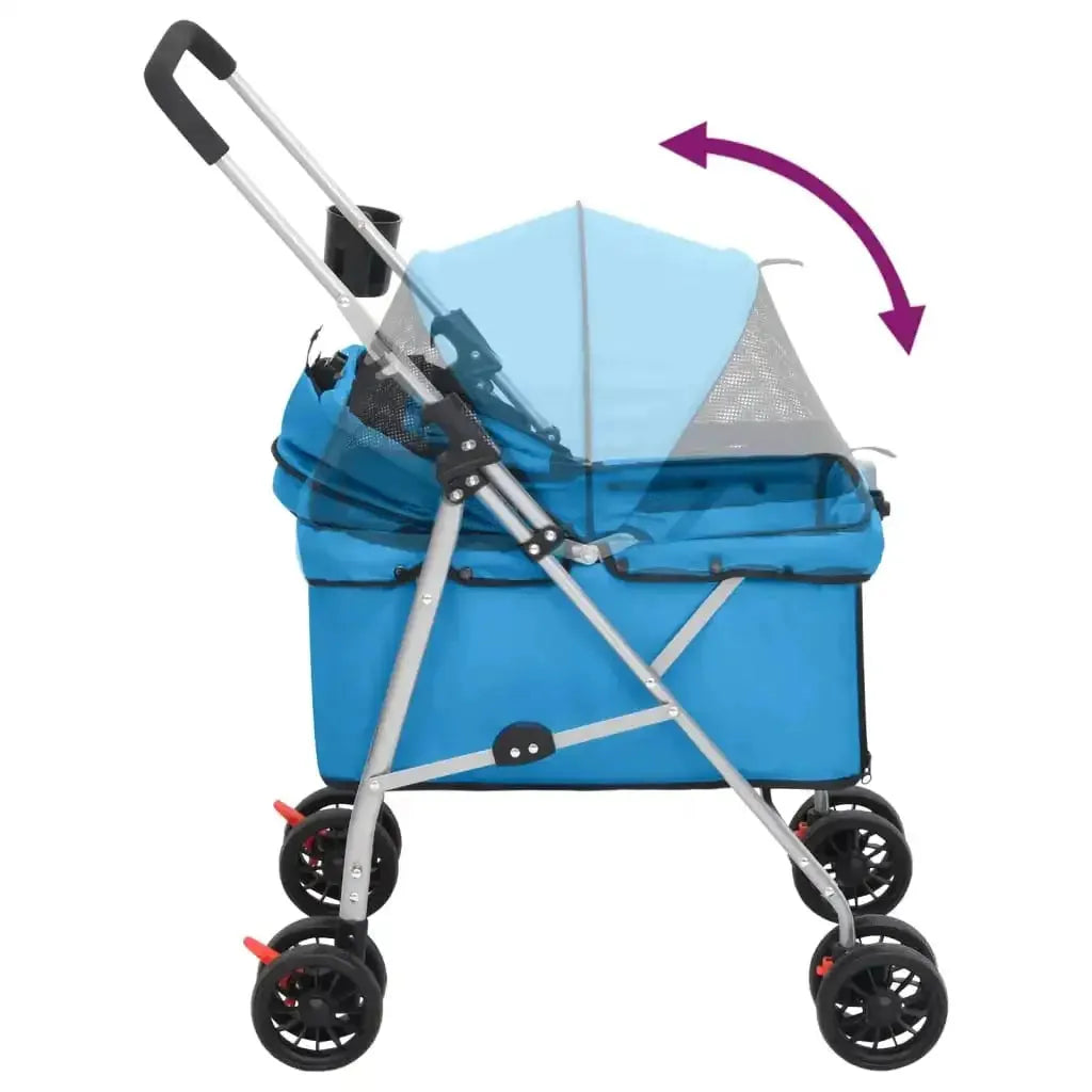 Folding Dog Stroller Blue 76x50x100cm Oxford Fabric