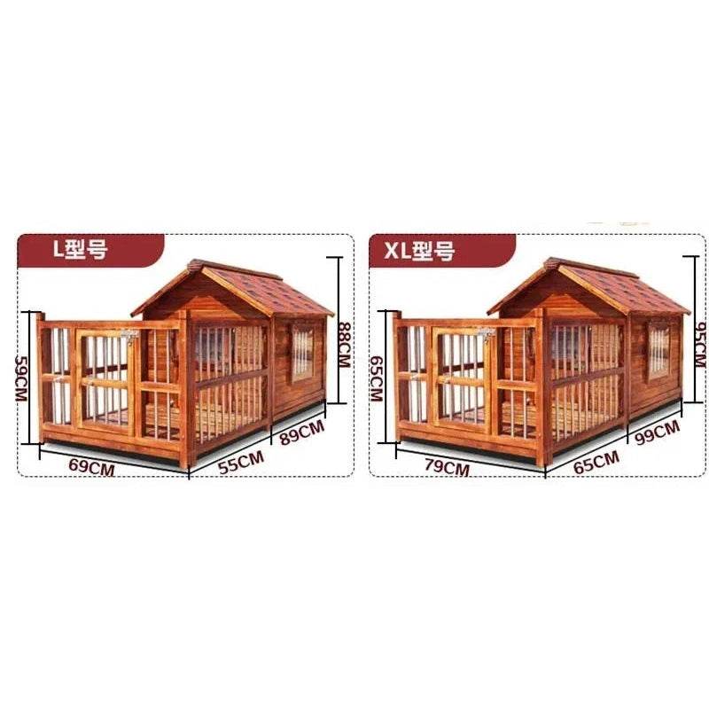 Large Dog Houses Solid Wood Outdoor Waterproof for Home Dogs Kennel Creative Breathable Pet Cage Pets Fences Villa Supplies T U