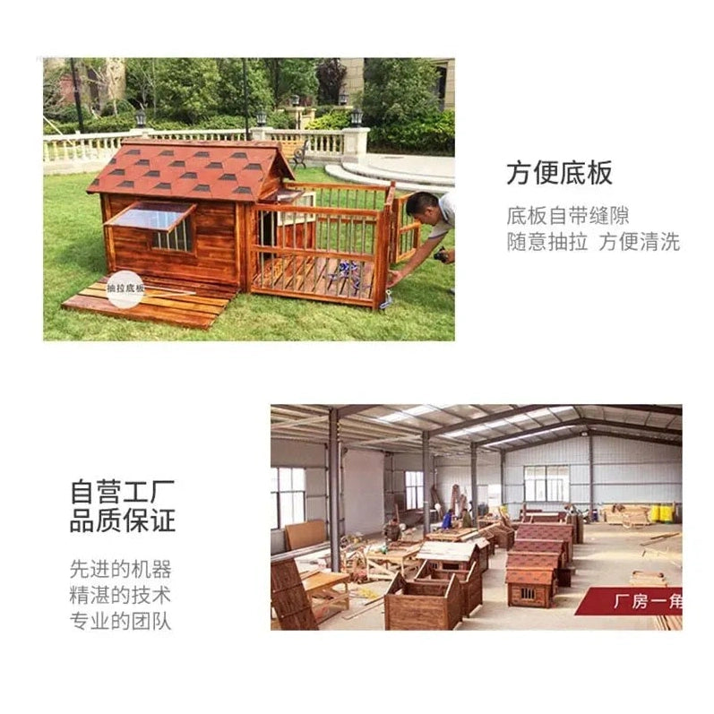 Home Solid Wood Dog Houses Outdoor Rainproof Pet Kennel Indoor Winter Warm Dog House Large Dog Waterproof Four Seasons Universal