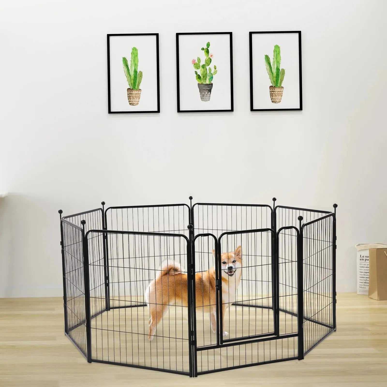 Dog Playpen Outdoor Panels Dog Pen Dog Fence Exercise Playpen with Doors for Medium/Small Dogs, Pet Puppy Playpen for RV Camping