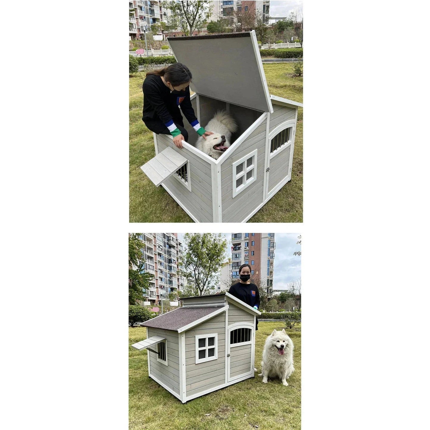 Four Seasons Universal Warm Large Dog House Wooden Dog Kennels Outdoor Rainproof Pet Kennel Indoor Garden Dog House Type Kennel