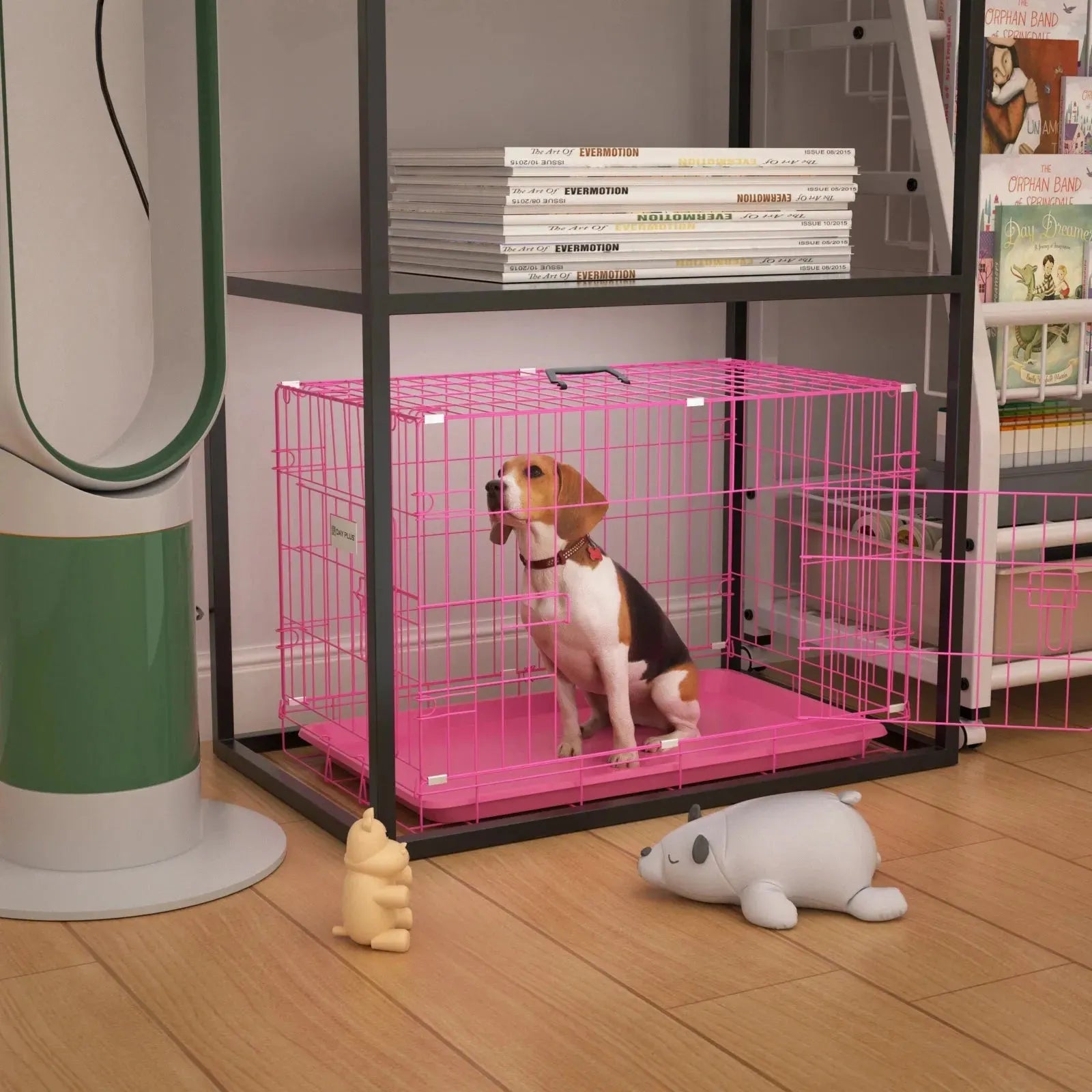 Dog Crates Pets Dog Puppy Crate Pet Metal Folding Cage Dog Travel Crate for Car with Removable Plastic Tray and Carry Handle