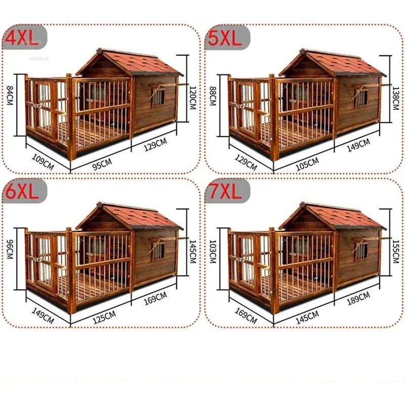 Home Solid Wood Dog Houses Outdoor Rainproof Pet Kennel Indoor Winter Warm Dog House Large Dog Waterproof Four Seasons Universal