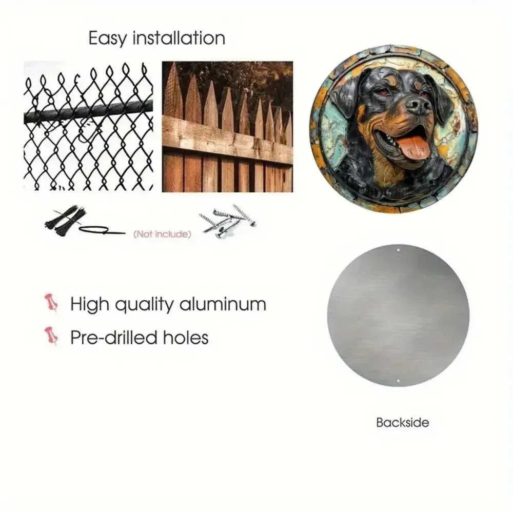 Cute Dog 3D Round Metal Aluminum Sign Art Wreath Decorative Plates Entrance Gift Mask Theme For Bar Club Home Room Wall Decor