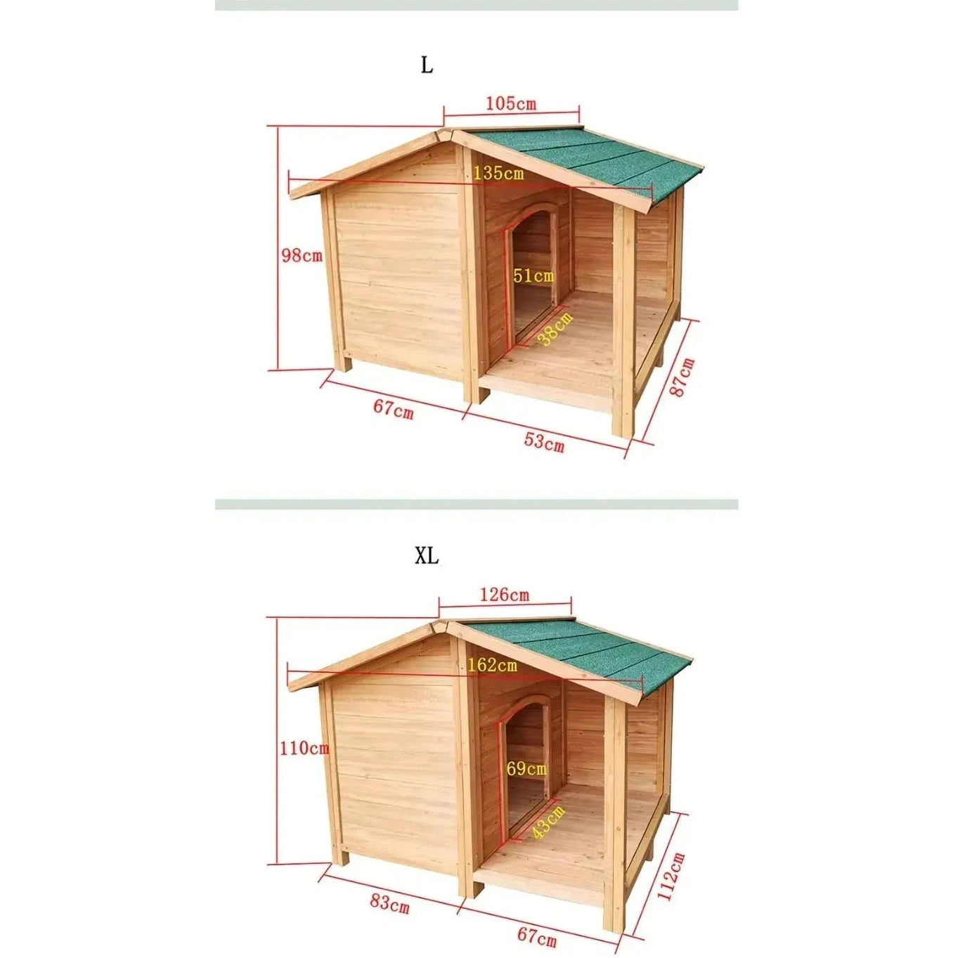 Outdoor Solid Wood Waterproof Dog Houses Large, Medium and Small Anti-corrosion Pet Houses Villa Indoor Dog House Kennels B