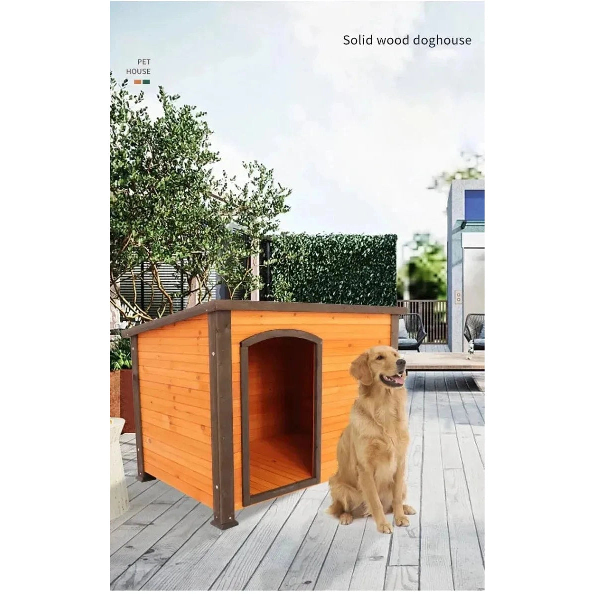 Solid Wooden Dog House Waterproof Outdoor Kennel Cage Small Large Breed Dogs Dog House Samoyeds Kennel Pet House H