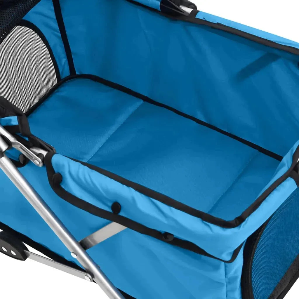 Folding Dog Stroller Blue 76x50x100cm Oxford Fabric