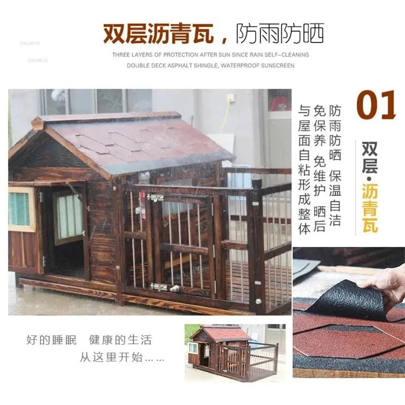 Outdoor Waterproof Kennel Four Seasons Universal Solid Wood Dog Houses Indoor Dog Cage Large Dog House Winter Warm House for Dog