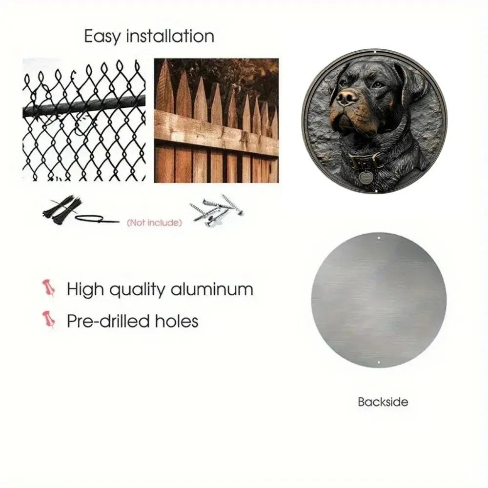 Cute Dog Gift Mask Theme Round Metal Aluminum Sign Art Desktop Decorative Plates For Bar Cafe Club Yard Home Office Wall Decor