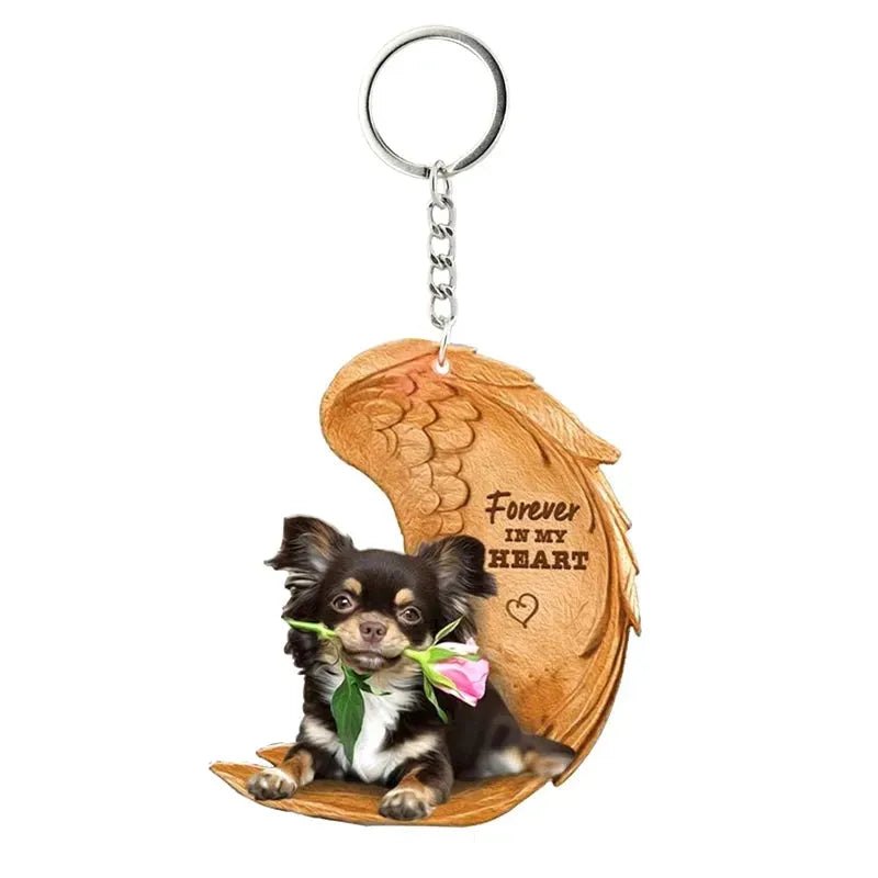 1 Piece 23 Style Dog Forever In My Heart Angel Pendant Bag Key Chains Car Keychain Keyring Pet Jewelry Gift For Women Girls