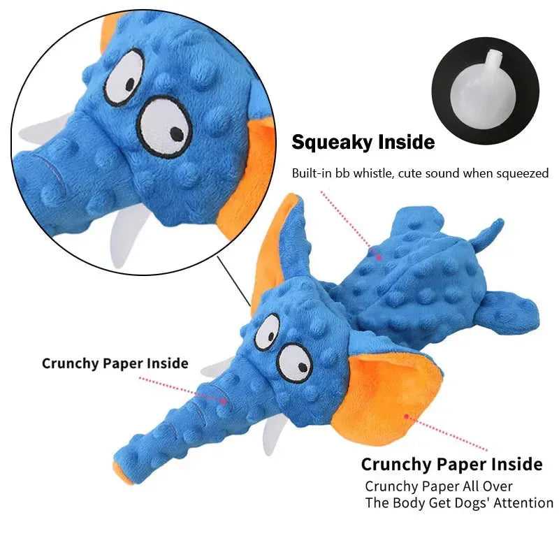 Cute Plush Toys Squeak Pet Elephant Plush Shell Durable Toy Dog Chew Squeaky Interactive Dog Toy Funny Pet Supplies No Filling