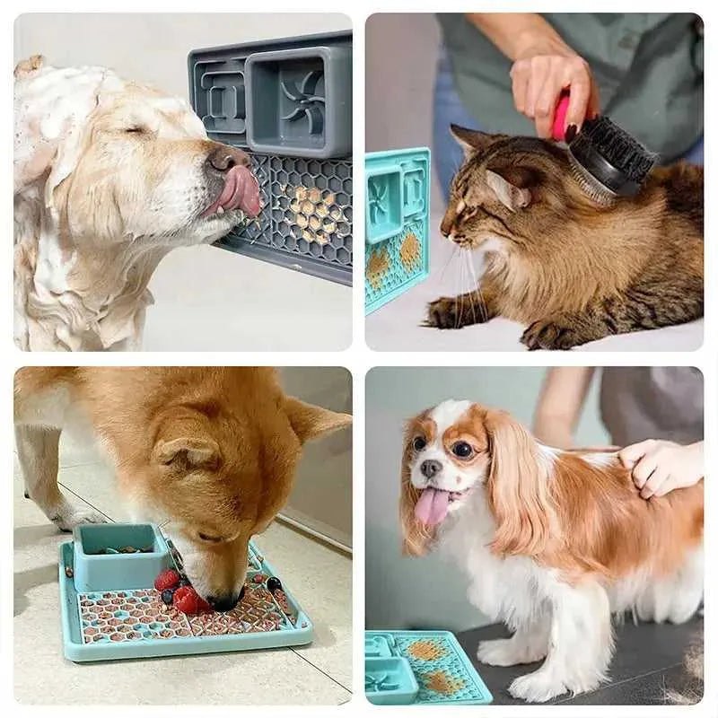 New Pet Dog Cat Tableware Anti-choking Bowl Food Grade Organosilicon Suction Cup Multifunctional Slow Food Mat Dog Licking Mat