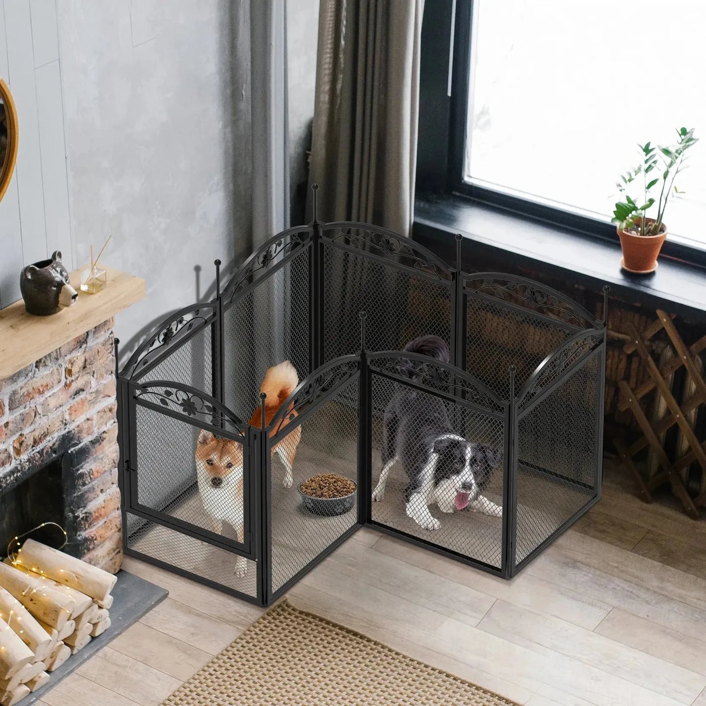 8 Panels DIY Heavy Duty Dog Playpen Pen Outdoor Indoor Dog Puppy Metal Fence with Waterproof Fertility Pad for Whelping,Training