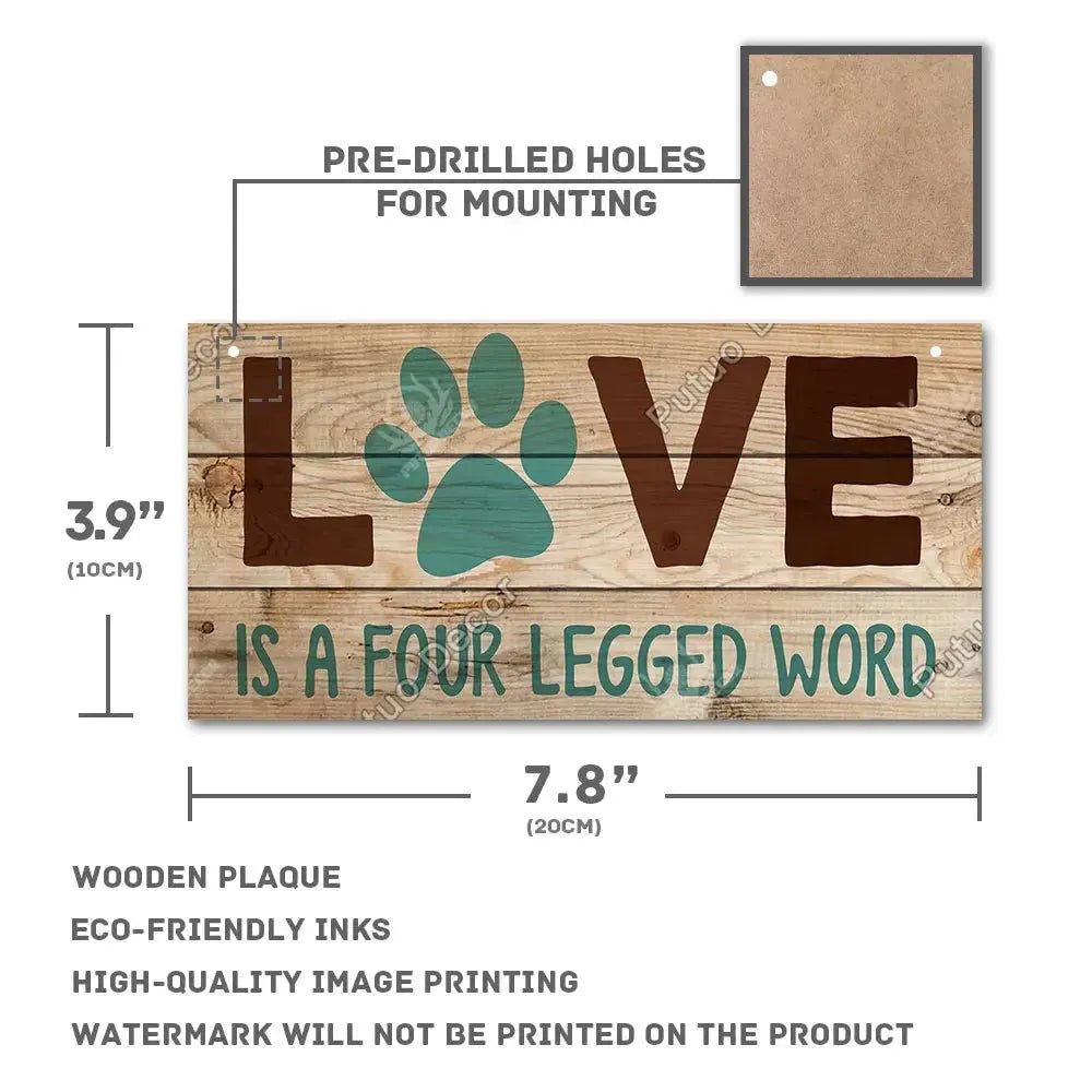 Putuo Decor Pet Dog Love Gifts Wooden Plaque Sign Wood Hanging Sign for Dog House Decor Home Decoration Wooden Wall Plaque