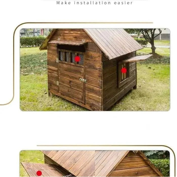 Wooden Dog House Nest Outdoor Rainproof Dog Cat Cage Modern Pet Kennels Warm Small Large Dogs Universal House H