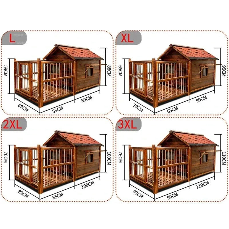 Home Solid Wood Dog Houses Outdoor Rainproof Pet Kennel Indoor Winter Warm Dog House Large Dog Waterproof Four Seasons Universal