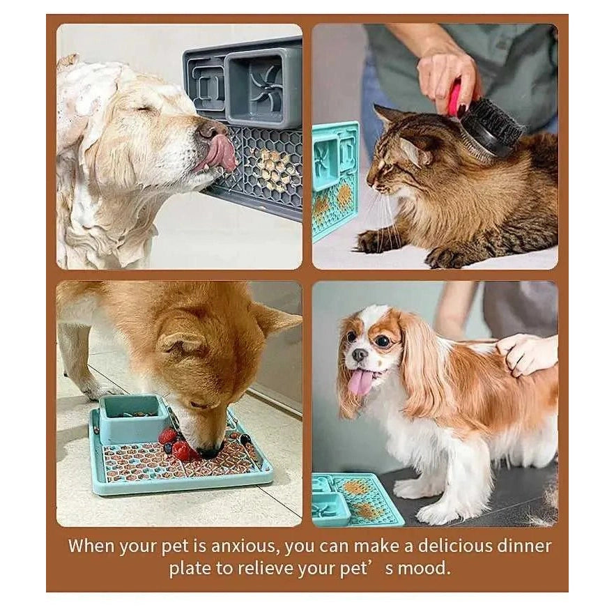 New Pet Dog Cat Tableware Anti-choking Bowl Food Grade Organosilicon Suction Cup Multifunctional Slow Food Mat Dog Licking Mat