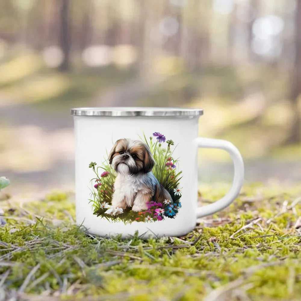 Dachshund Bulldog Border Colliegolden Retriever Printed Enamel Mug Creative Coffee Cup Camping Handle Mug Gifts for Dog Lovers