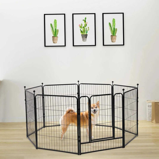 Dog Playpen Outdoor Panels Dog Pen Dog Fence Exercise Playpen with Doors for Medium/Small Dogs, Pet Puppy Playpen for RV Camping