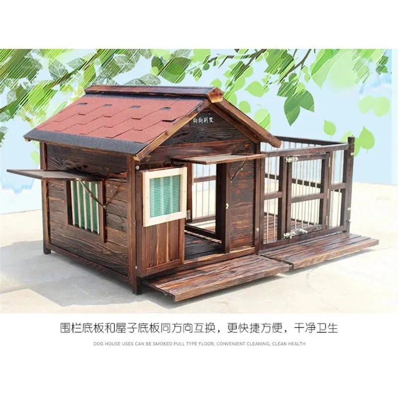 Outdoor Waterproof Kennel Four Seasons Universal Solid Wood Dog Houses Indoor Dog Cage Large Dog House Winter Warm House for Dog