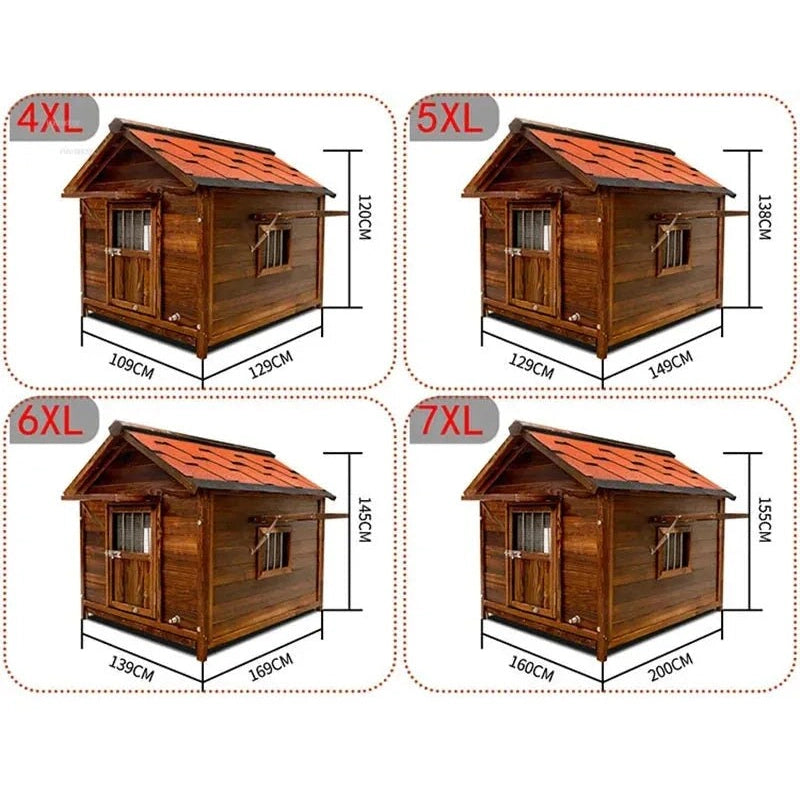 Home Solid Wood Dog Houses Outdoor Rainproof Pet Kennel Indoor Winter Warm Dog House Large Dog Waterproof Four Seasons Universal